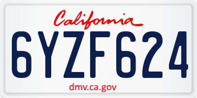 CA license plate 6YZF624