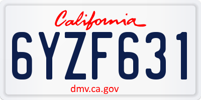 CA license plate 6YZF631