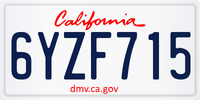 CA license plate 6YZF715