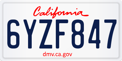 CA license plate 6YZF847