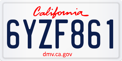 CA license plate 6YZF861