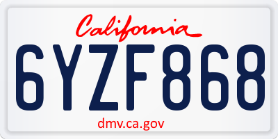 CA license plate 6YZF868
