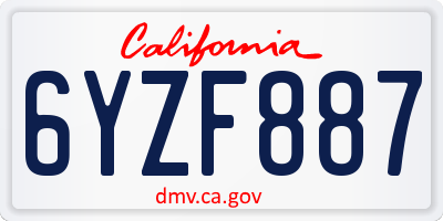 CA license plate 6YZF887