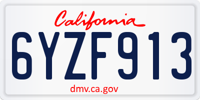 CA license plate 6YZF913
