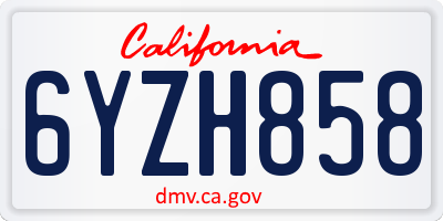 CA license plate 6YZH858