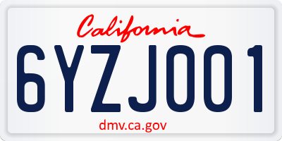 CA license plate 6YZJ001