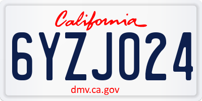 CA license plate 6YZJ024