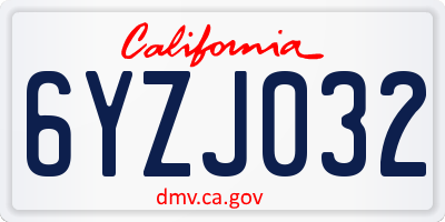 CA license plate 6YZJ032