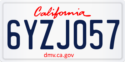 CA license plate 6YZJ057