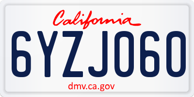 CA license plate 6YZJ060