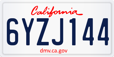 CA license plate 6YZJ144