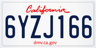 CA license plate 6YZJ166