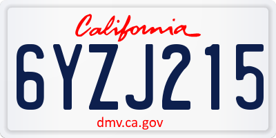 CA license plate 6YZJ215