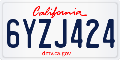 CA license plate 6YZJ424