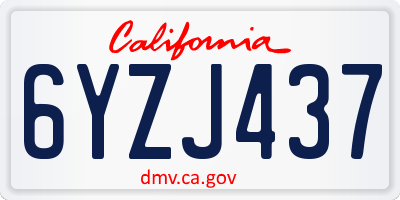 CA license plate 6YZJ437