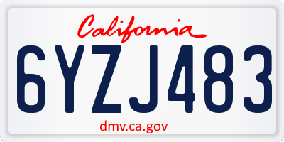 CA license plate 6YZJ483