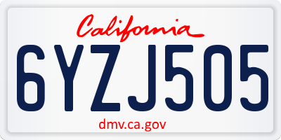 CA license plate 6YZJ505
