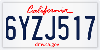 CA license plate 6YZJ517