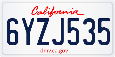 CA license plate 6YZJ535