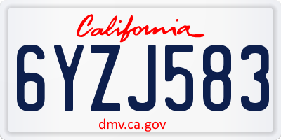CA license plate 6YZJ583