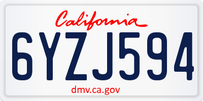 CA license plate 6YZJ594