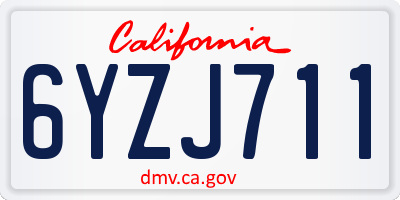 CA license plate 6YZJ711