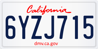 CA license plate 6YZJ715