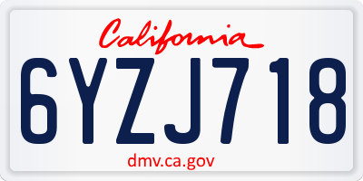 CA license plate 6YZJ718