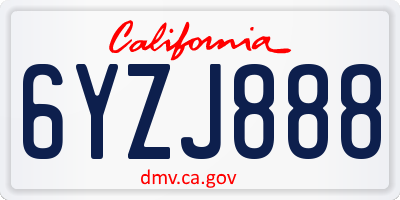 CA license plate 6YZJ888