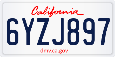 CA license plate 6YZJ897