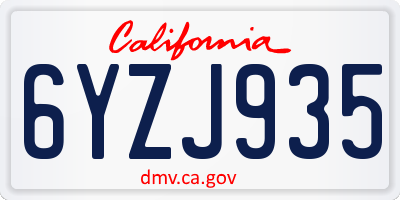 CA license plate 6YZJ935