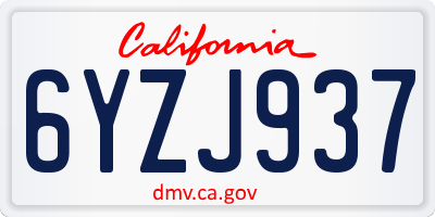 CA license plate 6YZJ937