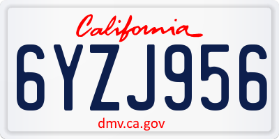CA license plate 6YZJ956