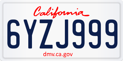 CA license plate 6YZJ999