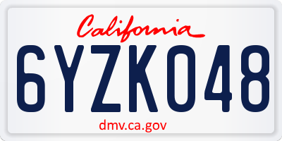 CA license plate 6YZK048