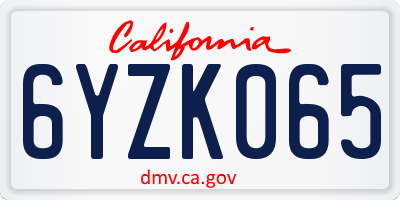 CA license plate 6YZK065