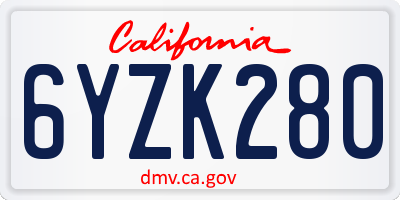 CA license plate 6YZK280