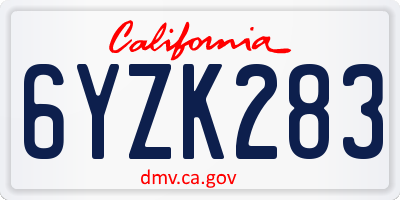 CA license plate 6YZK283
