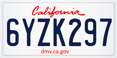 CA license plate 6YZK297