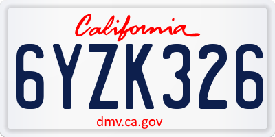 CA license plate 6YZK326