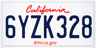 CA license plate 6YZK328