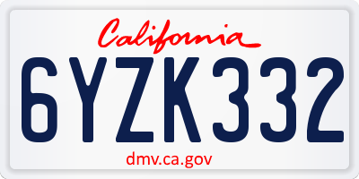 CA license plate 6YZK332