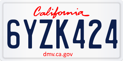 CA license plate 6YZK424