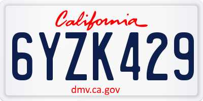 CA license plate 6YZK429
