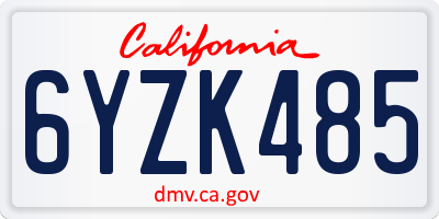 CA license plate 6YZK485