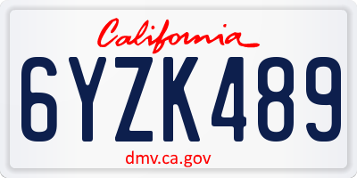 CA license plate 6YZK489