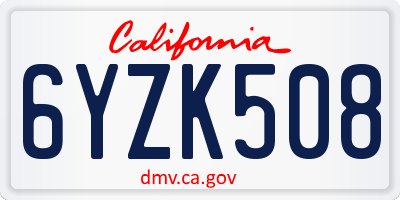 CA license plate 6YZK508
