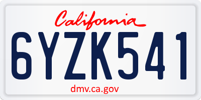 CA license plate 6YZK541
