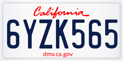 CA license plate 6YZK565