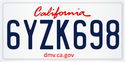 CA license plate 6YZK698